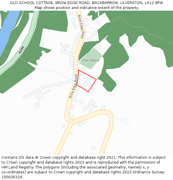 OLD SCHOOL COTTAGE, BROW EDGE ROAD, BACKBARROW, ULVERSTON, LA12 8PW: Location map and indicative extent of plot