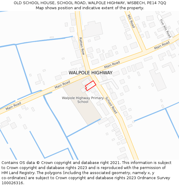 OLD SCHOOL HOUSE, SCHOOL ROAD, WALPOLE HIGHWAY, WISBECH, PE14 7QQ: Location map and indicative extent of plot