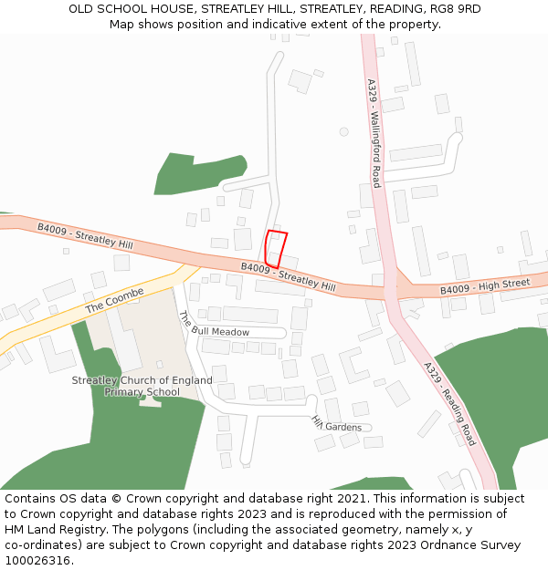 OLD SCHOOL HOUSE, STREATLEY HILL, STREATLEY, READING, RG8 9RD: Location map and indicative extent of plot
