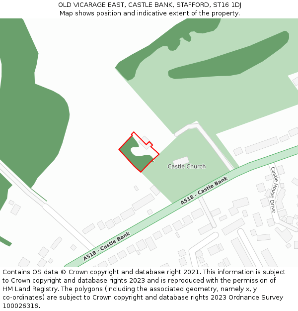 OLD VICARAGE EAST, CASTLE BANK, STAFFORD, ST16 1DJ: Location map and indicative extent of plot
