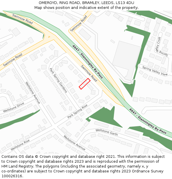 OMEROYD, RING ROAD, BRAMLEY, LEEDS, LS13 4DU: Location map and indicative extent of plot