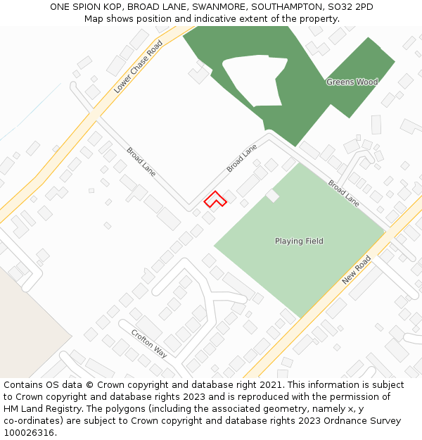 ONE SPION KOP, BROAD LANE, SWANMORE, SOUTHAMPTON, SO32 2PD: Location map and indicative extent of plot