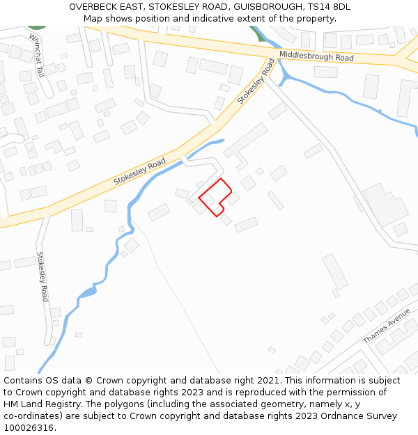OVERBECK EAST, STOKESLEY ROAD, GUISBOROUGH, TS14 8DL: Location map and indicative extent of plot