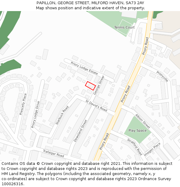 PAPILLON, GEORGE STREET, MILFORD HAVEN, SA73 2AY: Location map and indicative extent of plot