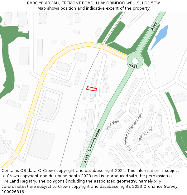 PARC YR AR FAU, TREMONT ROAD, LLANDRINDOD WELLS, LD1 5BW: Location map and indicative extent of plot