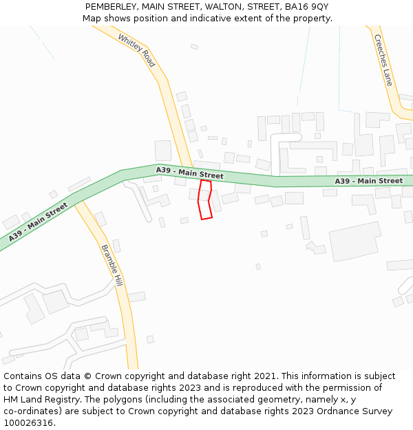 PEMBERLEY, MAIN STREET, WALTON, STREET, BA16 9QY: Location map and indicative extent of plot
