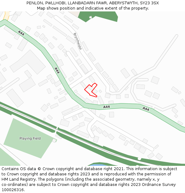 PENLON, PWLLHOBI, LLANBADARN FAWR, ABERYSTWYTH, SY23 3SX: Location map and indicative extent of plot