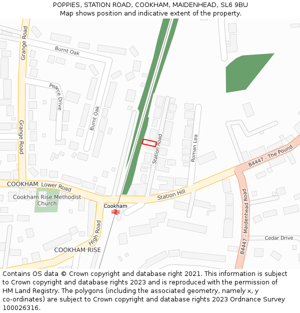POPPIES, STATION ROAD, COOKHAM, MAIDENHEAD, SL6 9BU: Location map and indicative extent of plot