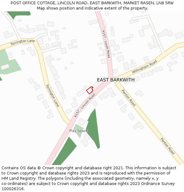 POST OFFICE COTTAGE, LINCOLN ROAD, EAST BARKWITH, MARKET RASEN, LN8 5RW: Location map and indicative extent of plot