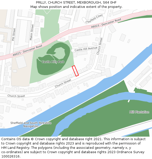 PRILLY, CHURCH STREET, MEXBOROUGH, S64 0HF: Location map and indicative extent of plot