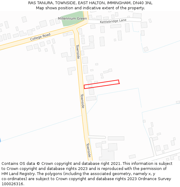 RAS TANURA, TOWNSIDE, EAST HALTON, IMMINGHAM, DN40 3NL: Location map and indicative extent of plot