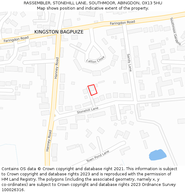 RASSEMBLER, STONEHILL LANE, SOUTHMOOR, ABINGDON, OX13 5HU: Location map and indicative extent of plot