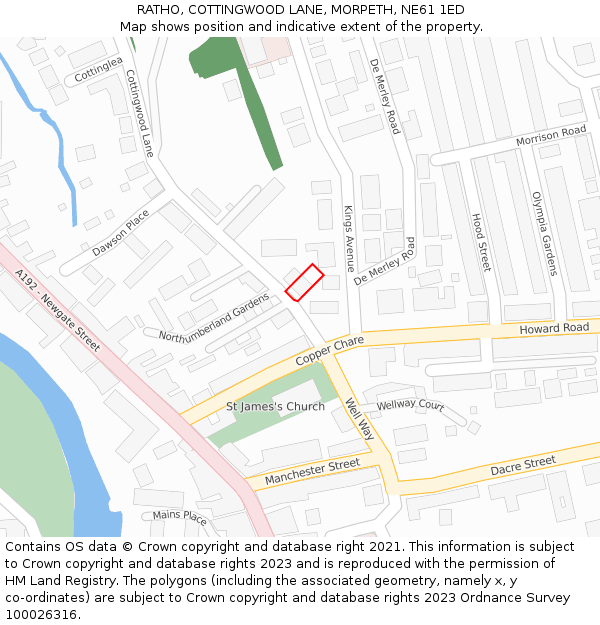 RATHO, COTTINGWOOD LANE, MORPETH, NE61 1ED: Location map and indicative extent of plot