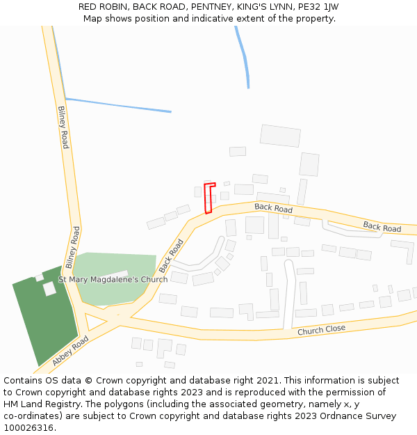RED ROBIN, BACK ROAD, PENTNEY, KING'S LYNN, PE32 1JW: Location map and indicative extent of plot