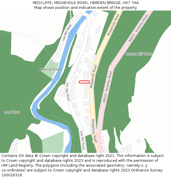 REDCLIFFE, MIDGEHOLE ROAD, HEBDEN BRIDGE, HX7 7AA: Location map and indicative extent of plot