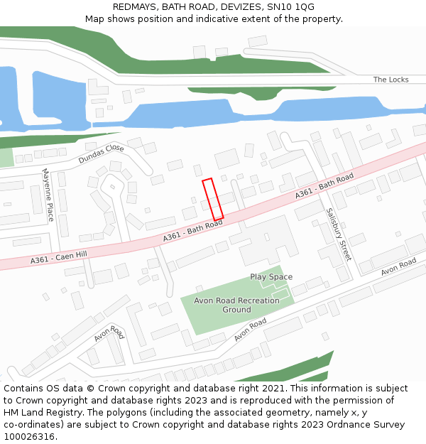 REDMAYS, BATH ROAD, DEVIZES, SN10 1QG: Location map and indicative extent of plot