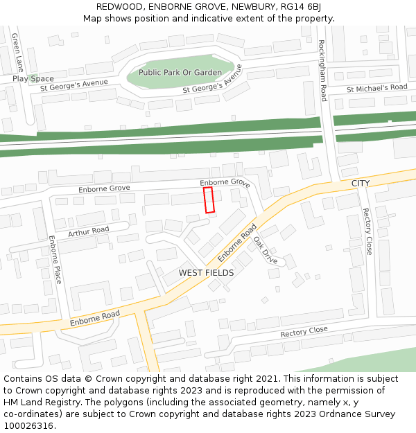 REDWOOD, ENBORNE GROVE, NEWBURY, RG14 6BJ: Location map and indicative extent of plot