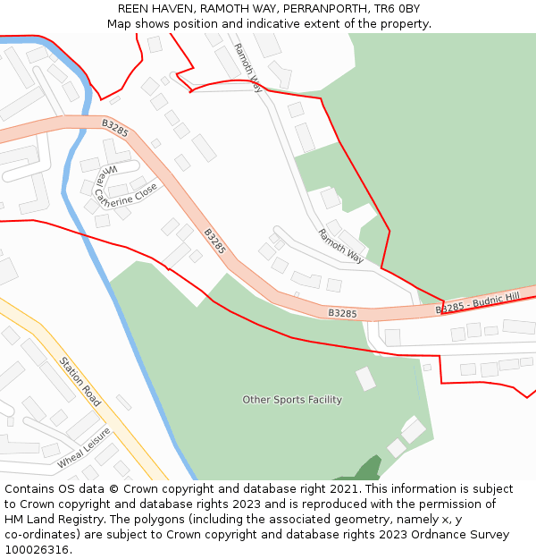 REEN HAVEN, RAMOTH WAY, PERRANPORTH, TR6 0BY: Location map and indicative extent of plot