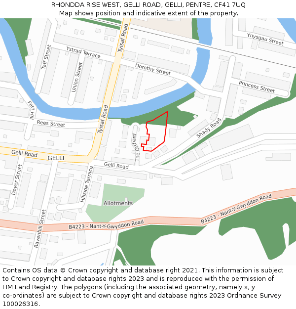 RHONDDA RISE WEST, GELLI ROAD, GELLI, PENTRE, CF41 7UQ: Location map and indicative extent of plot