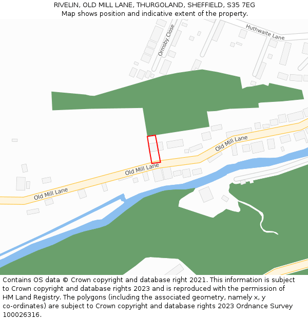 RIVELIN, OLD MILL LANE, THURGOLAND, SHEFFIELD, S35 7EG: Location map and indicative extent of plot