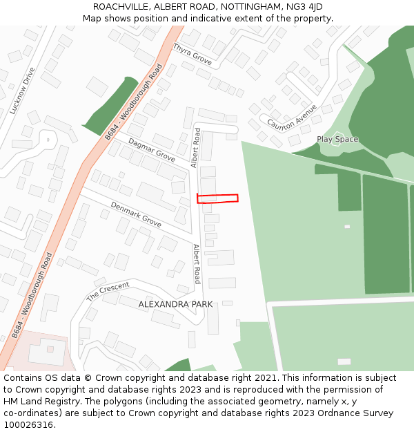 ROACHVILLE, ALBERT ROAD, NOTTINGHAM, NG3 4JD: Location map and indicative extent of plot