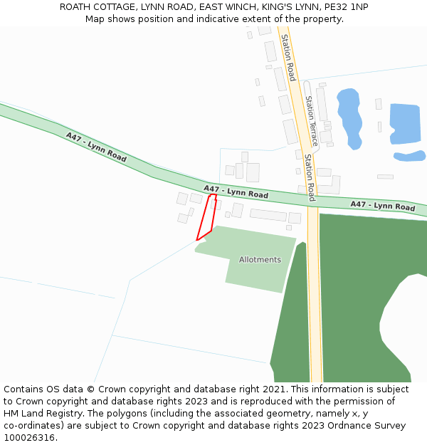 ROATH COTTAGE, LYNN ROAD, EAST WINCH, KING'S LYNN, PE32 1NP: Location map and indicative extent of plot