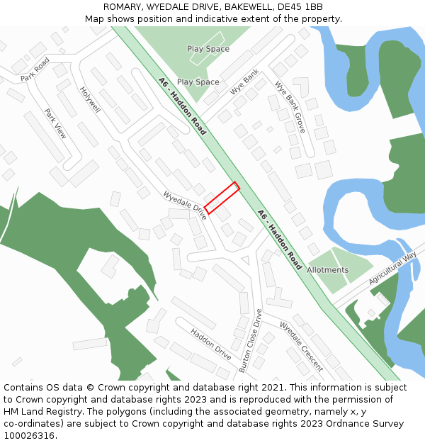 ROMARY, WYEDALE DRIVE, BAKEWELL, DE45 1BB: Location map and indicative extent of plot