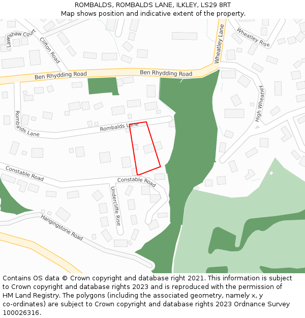 ROMBALDS, ROMBALDS LANE, ILKLEY, LS29 8RT: Location map and indicative extent of plot