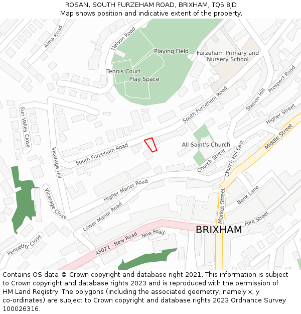 ROSAN, SOUTH FURZEHAM ROAD, BRIXHAM, TQ5 8JD: Location map and indicative extent of plot