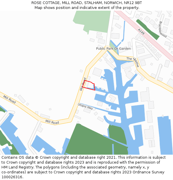 ROSE COTTAGE, MILL ROAD, STALHAM, NORWICH, NR12 9BT: Location map and indicative extent of plot