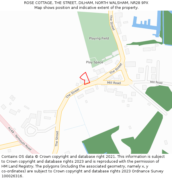 ROSE COTTAGE, THE STREET, DILHAM, NORTH WALSHAM, NR28 9PX: Location map and indicative extent of plot