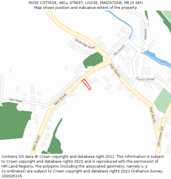 ROSE COTTAGE, WELL STREET, LOOSE, MAIDSTONE, ME15 0EH: Location map and indicative extent of plot
