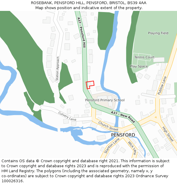 ROSEBANK, PENSFORD HILL, PENSFORD, BRISTOL, BS39 4AA: Location map and indicative extent of plot
