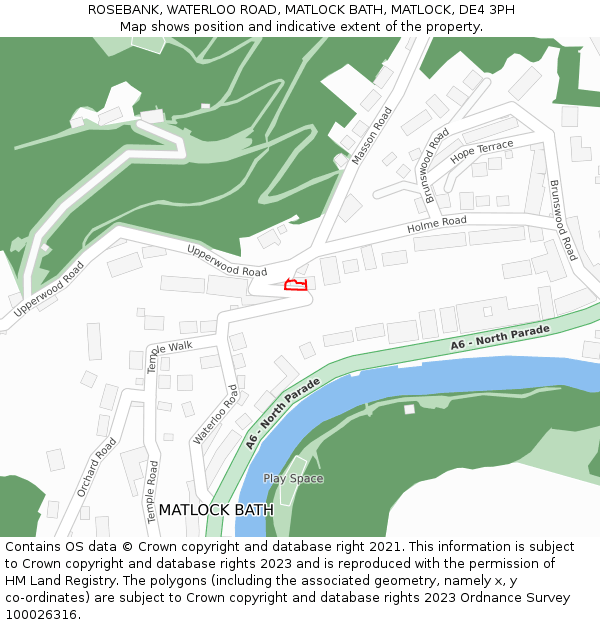 ROSEBANK, WATERLOO ROAD, MATLOCK BATH, MATLOCK, DE4 3PH: Location map and indicative extent of plot
