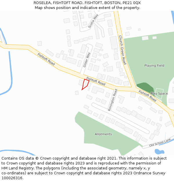 ROSELEA, FISHTOFT ROAD, FISHTOFT, BOSTON, PE21 0QX: Location map and indicative extent of plot