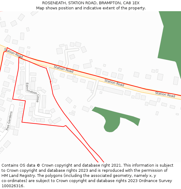 ROSENEATH, STATION ROAD, BRAMPTON, CA8 1EX: Location map and indicative extent of plot
