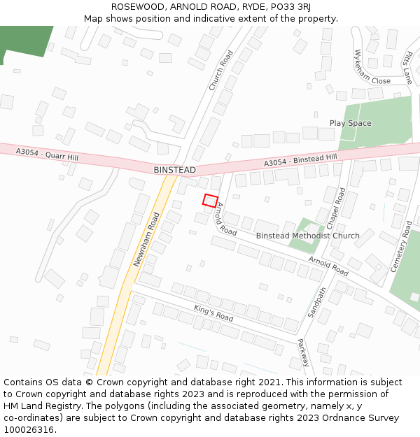 ROSEWOOD, ARNOLD ROAD, RYDE, PO33 3RJ: Location map and indicative extent of plot