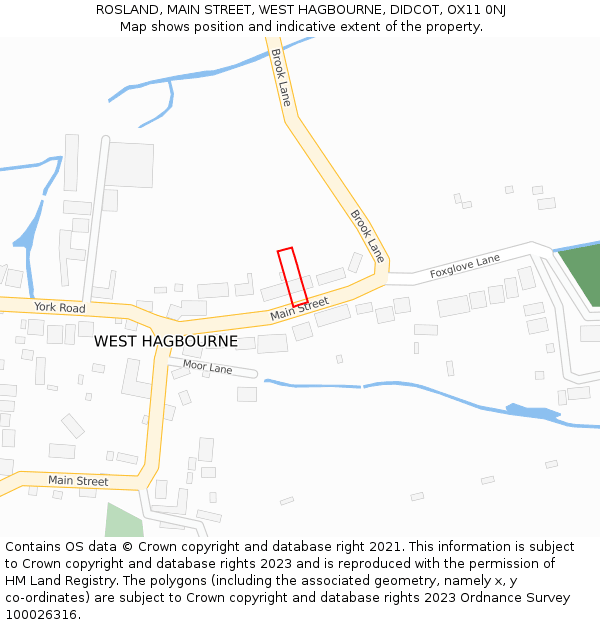 ROSLAND, MAIN STREET, WEST HAGBOURNE, DIDCOT, OX11 0NJ: Location map and indicative extent of plot