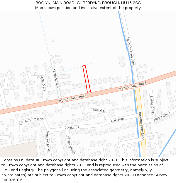 ROSLYN, MAIN ROAD, GILBERDYKE, BROUGH, HU15 2SG: Location map and indicative extent of plot