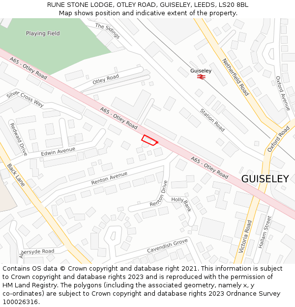 RUNE STONE LODGE, OTLEY ROAD, GUISELEY, LEEDS, LS20 8BL: Location map and indicative extent of plot