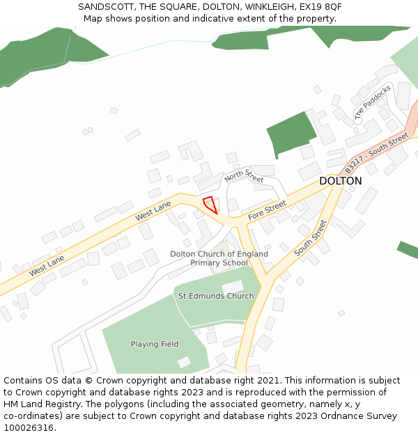 SANDSCOTT, THE SQUARE, DOLTON, WINKLEIGH, EX19 8QF: Location map and indicative extent of plot
