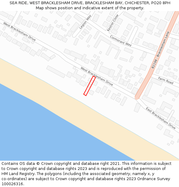 SEA RIDE, WEST BRACKLESHAM DRIVE, BRACKLESHAM BAY, CHICHESTER, PO20 8PH: Location map and indicative extent of plot