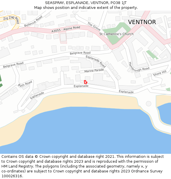 SEASPRAY, ESPLANADE, VENTNOR, PO38 1JT: Location map and indicative extent of plot
