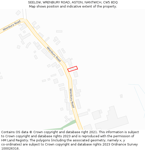 SEELOW, WRENBURY ROAD, ASTON, NANTWICH, CW5 8DQ: Location map and indicative extent of plot