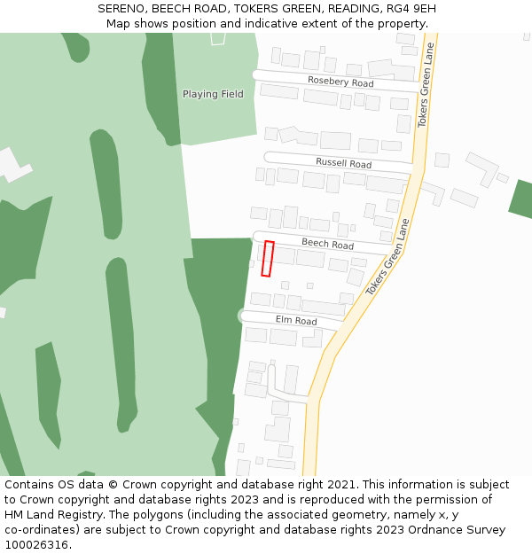 SERENO, BEECH ROAD, TOKERS GREEN, READING, RG4 9EH: Location map and indicative extent of plot