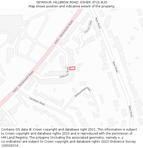 SEYMOUR, HILLBROW ROAD, ESHER, KT10 9UD: Location map and indicative extent of plot