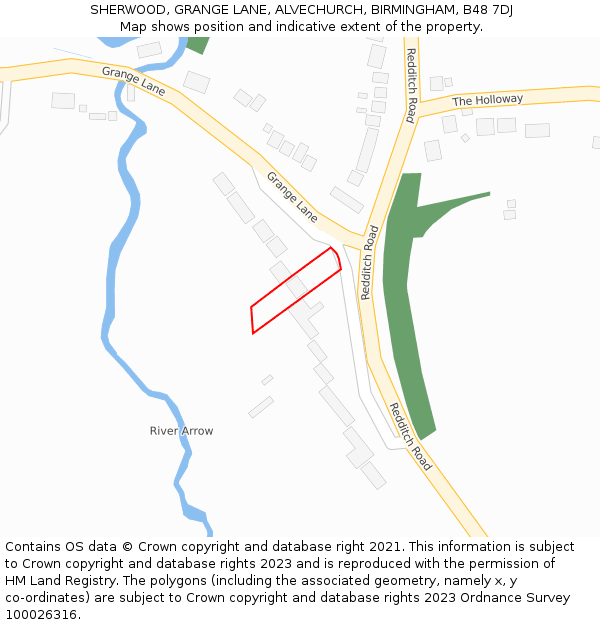 SHERWOOD, GRANGE LANE, ALVECHURCH, BIRMINGHAM, B48 7DJ: Location map and indicative extent of plot