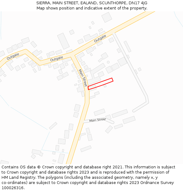SIERRA, MAIN STREET, EALAND, SCUNTHORPE, DN17 4JG: Location map and indicative extent of plot