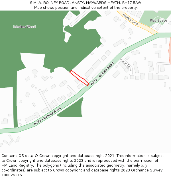 SIMLA, BOLNEY ROAD, ANSTY, HAYWARDS HEATH, RH17 5AW: Location map and indicative extent of plot