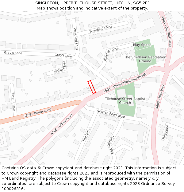 SINGLETON, UPPER TILEHOUSE STREET, HITCHIN, SG5 2EF: Location map and indicative extent of plot